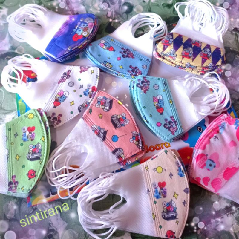 Masker Duckbill anak BT21 BTS Mask