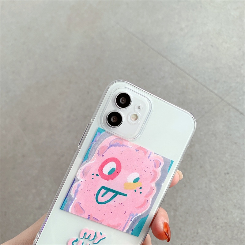 Soft Case Pelindung Desain Kartun Monster Pink Untuk Iphone 6 6s 7 8 PLUS X XR XS 11 12 13 MINI PRO MAX SE 2020