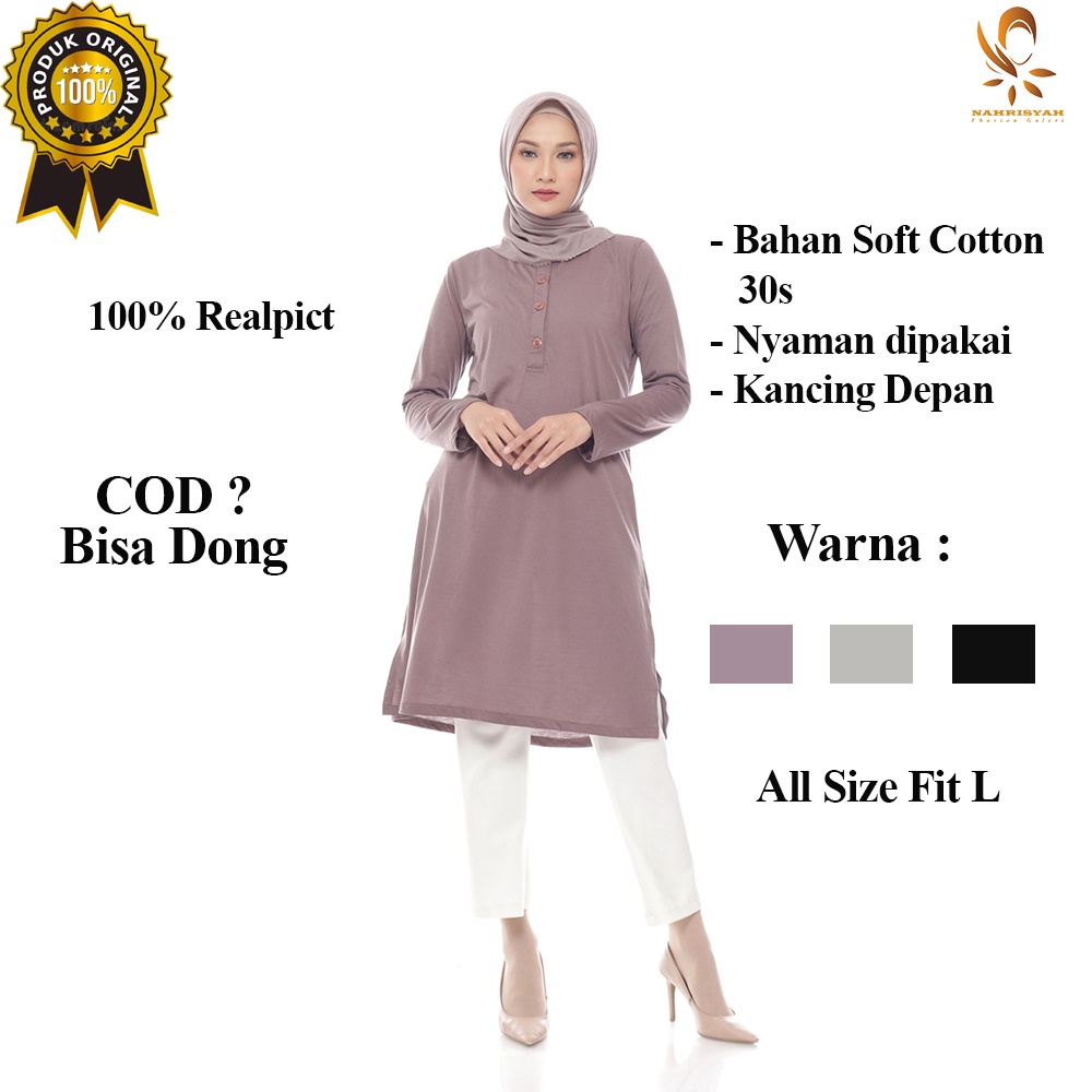 Baju Pakaian Tunik Muslim Wanita Terbaru Import Panjang Kekinian Kemeja bahan kaos Long Cantik Moder