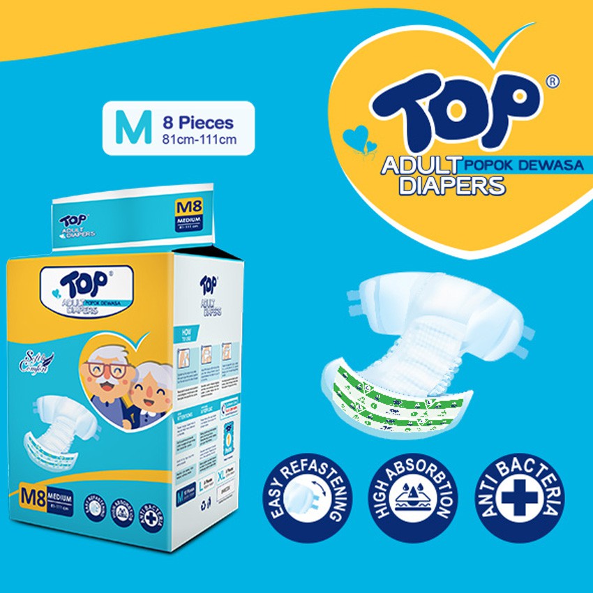 TOP Adult Diapers M8/L7/XL6 - TOP Popok Dewasa M8/L7/XL6