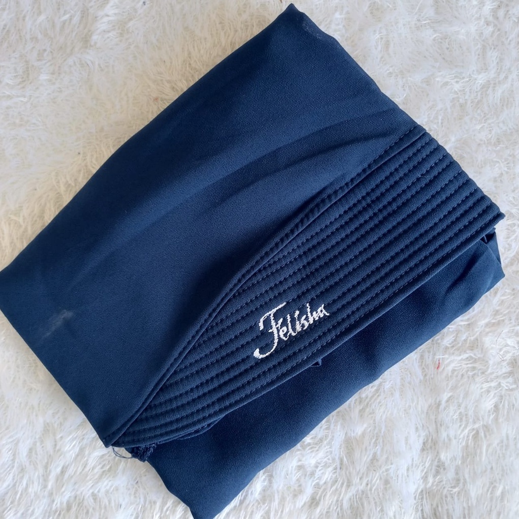 Jilbab Instan Ceruty 2 Layer Oval Jumbo Polos/Khimar Ceruty Sayana-Navy