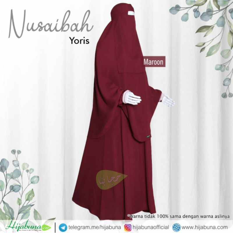 Hijabuna Gamis Set Nusaibah Yoris Maroon S