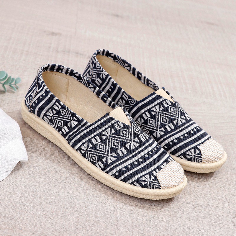 MOGYMOGY SHS007 Sepatu Flatshoes Bahan Katun Motif Pansus Shoes Woman Fashion Casual Korea Style