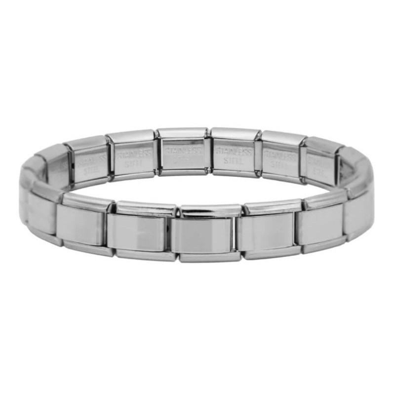 gelang rantai/ gelang tangan pria rantai titanium stainless polos silver import murah all size