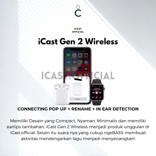 CastPods Gen 2 Wireless Charging Pop up Animation IMEI &amp; Serial Number Detectable  By iCast.Official