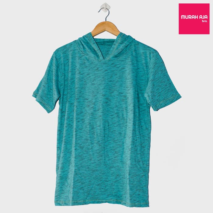 JaketPria SweaterBaju Kaos Polos Hoodie Lengan Pendek - Green Tosca Misty