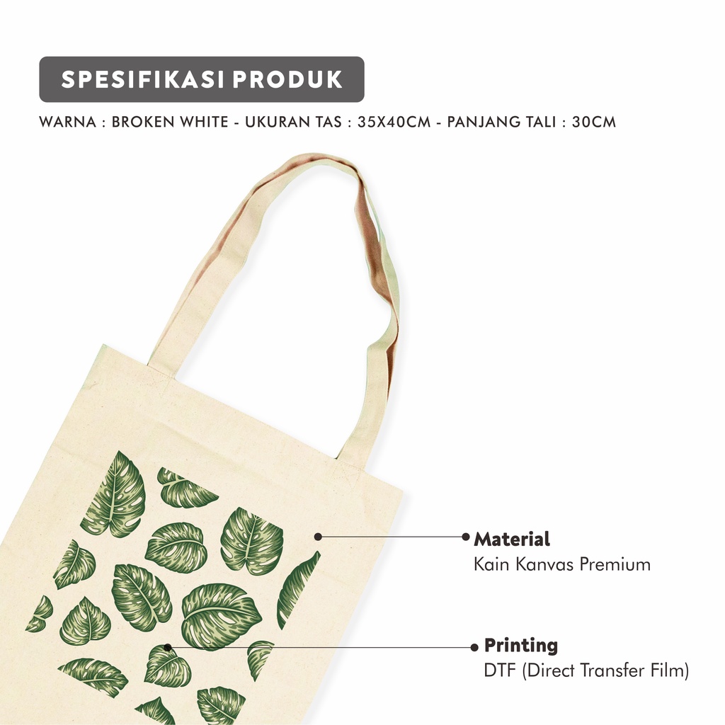 Sevine Totebag Kanvas Wanita Fashion Tas Tote Bag Laptop Motif Tropical- KPT1