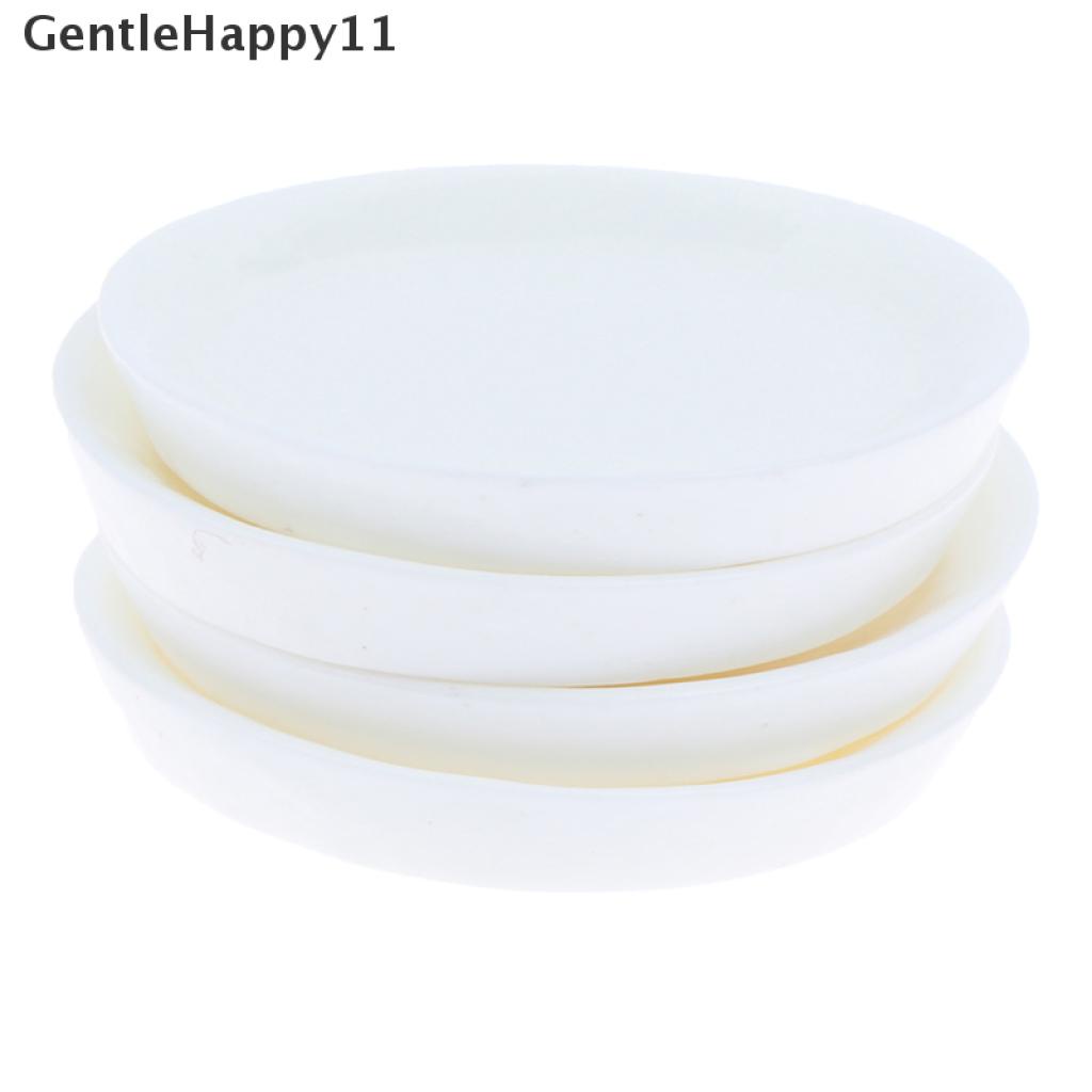 Gentlehappy 4PCS / Set Mainan Miniatur Piring Bulat Warna Putih Skala 1: 12 Untuk Aksesoris Dapur Rumah Boneka