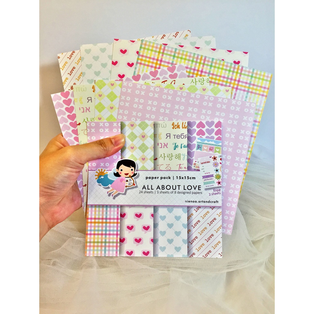 

Scrapbook Paper | Bahan Scrapbook Kertas Bujo Journaling 15x15cm | All About Love Valentine
