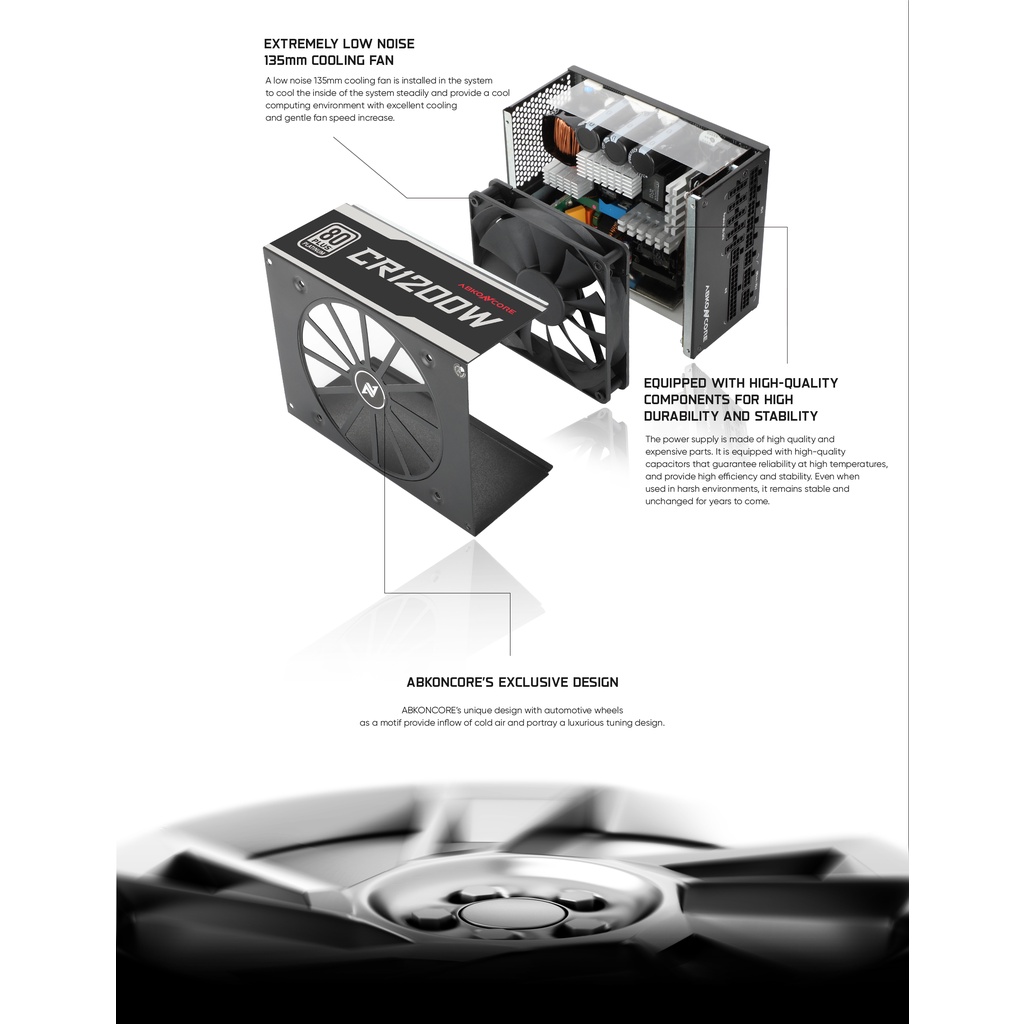 PSU Abkoncore Core 1200W 80+ Platinum Full Modular Power Supply 1200 W