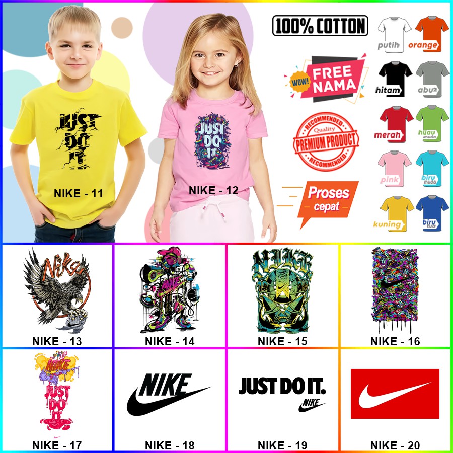 Baju Kaos ANAK DAN DEWASA NIKE COUPLE (FREE NAMA)