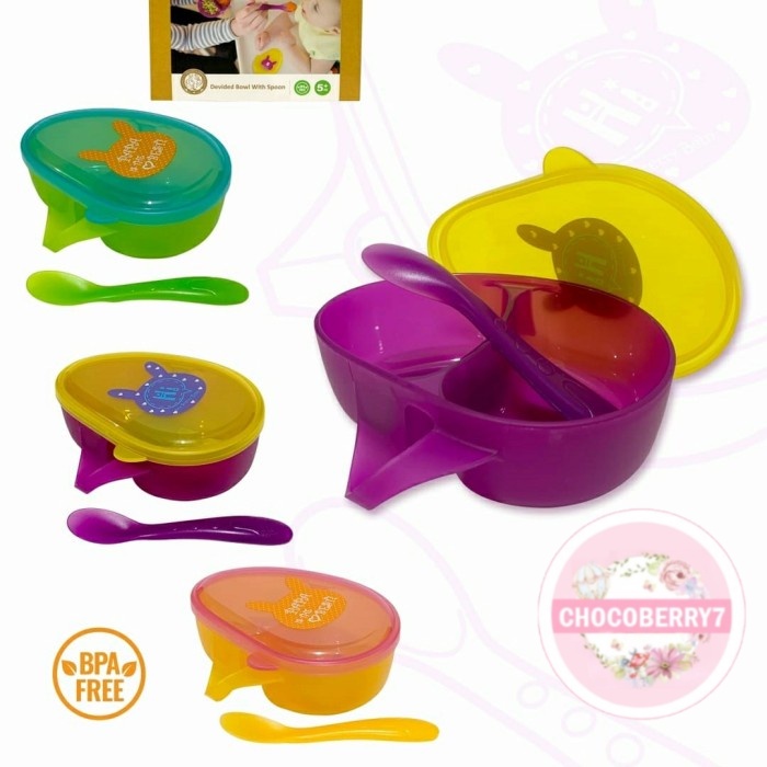 Kandila Divided Bowl with Spoon Mangkok Sekat Tempat Makan Bayi Food Container Baby