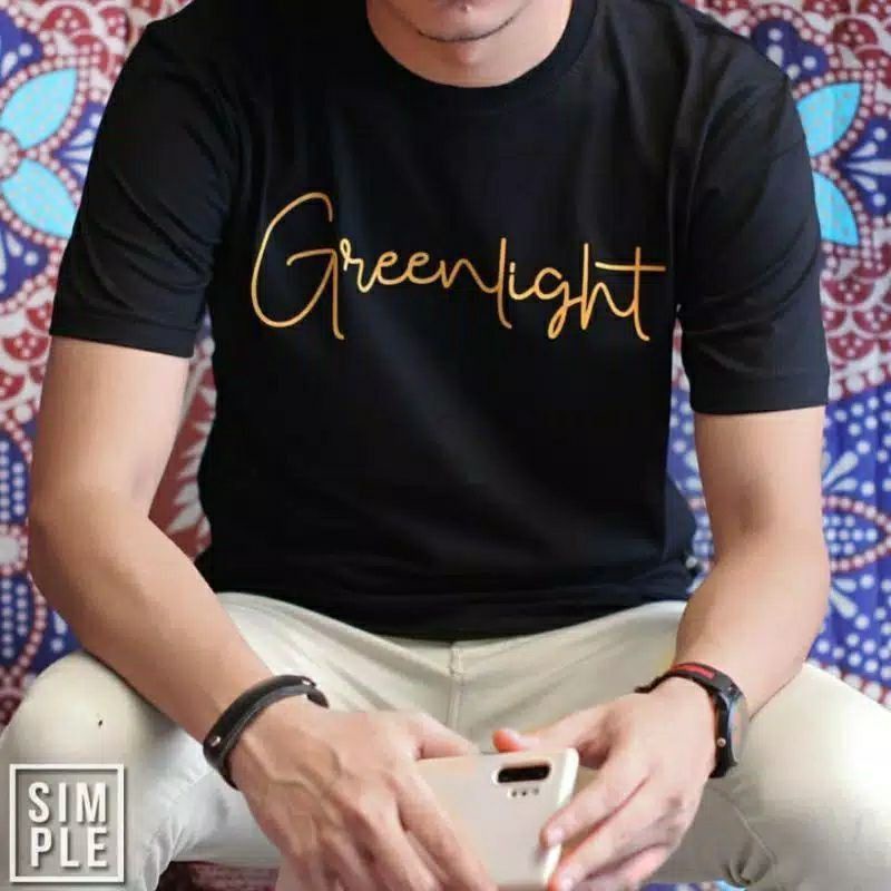 [Bayar di Tempat] Kaos Distro GreenLight Sablon Timbul