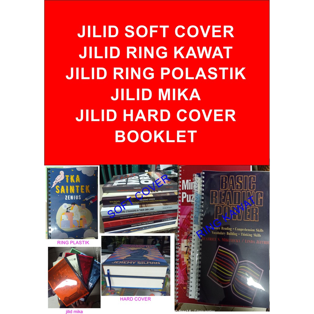 JILID SOFT COVER JILID RING KAWAT  JILID PLASTIK JILID LAKBAN JILID SPIRAL JILID MURAH JILID  RAPI