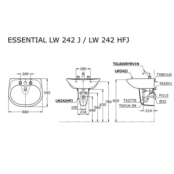 Pedestal Toto LW 242 HF JW/FS White / LW 242HF [HANYA KAKI]