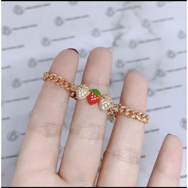 Gelang Tangan Xuping Gold Anak Perempuan Model Rantai Permata Strawberry Merah