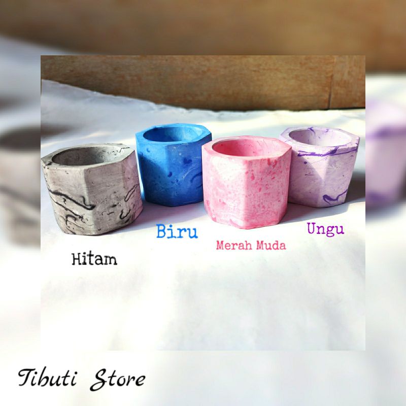 Tibuti Pot Mini Marble Sekulen Kaktus Wadah Lilin Dekorasi