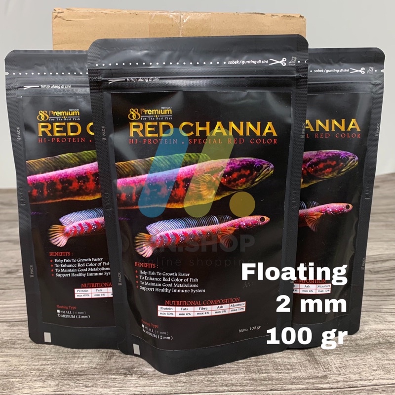 Pelet Ikan Pakan Channa Premium 88 Channa Red 100Gr Floating Pakan Pelet Ikan Channa