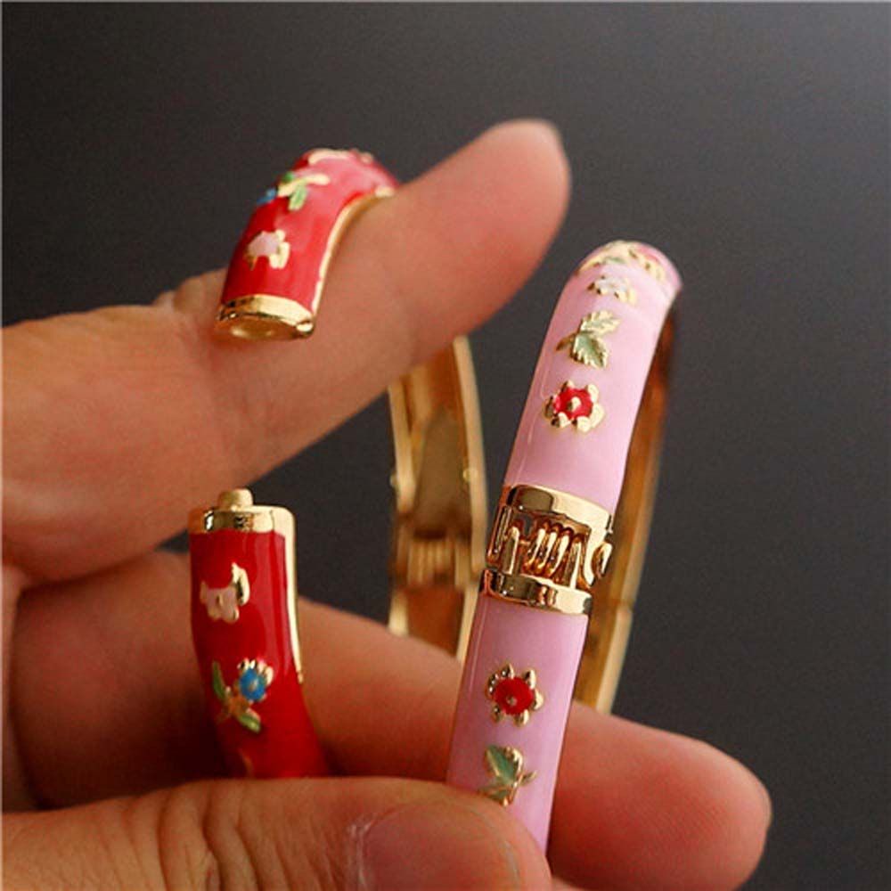 Gelang Bangles Cloisonne Desain Bunga Gaya Vintage Tradisional China Etnik