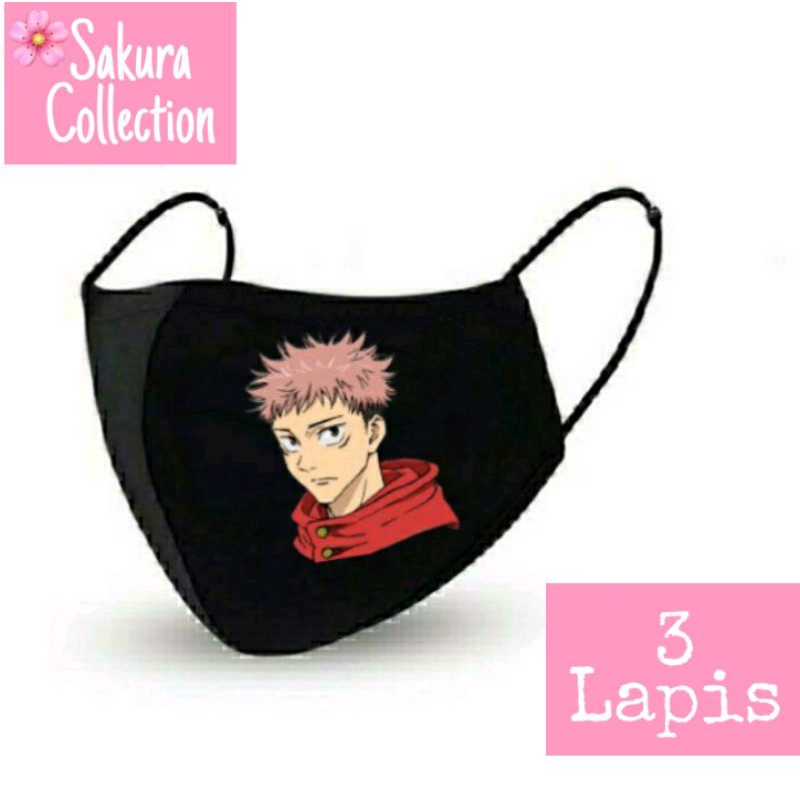 Masker Kain 3 Lapis / Scuba / Hijab - Jujutsu Kaisen