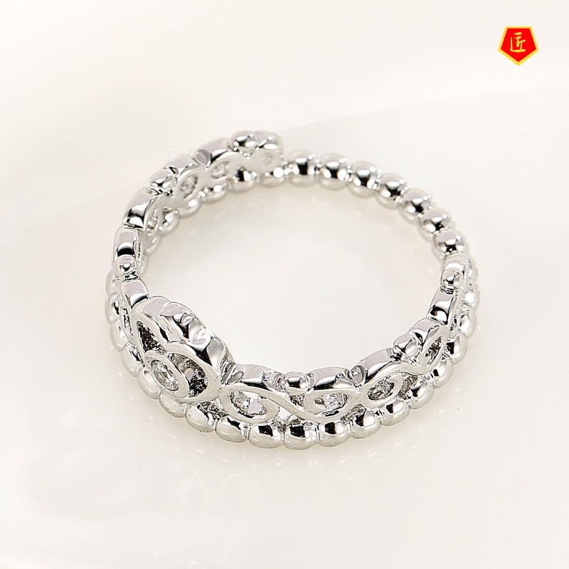 [Ready Stock]Silver Fashion Vintage Crown Ring Exquisite and Elegant