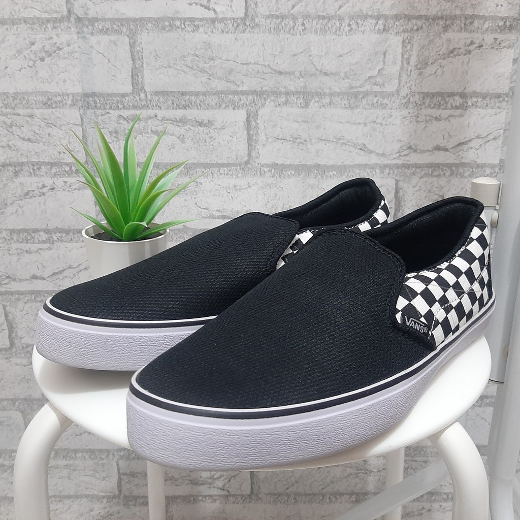 Sepatu Vans_Catur Slip On Checkerboard Hitam putih sepatu Pria Wanita Termurah kerja santai gaya