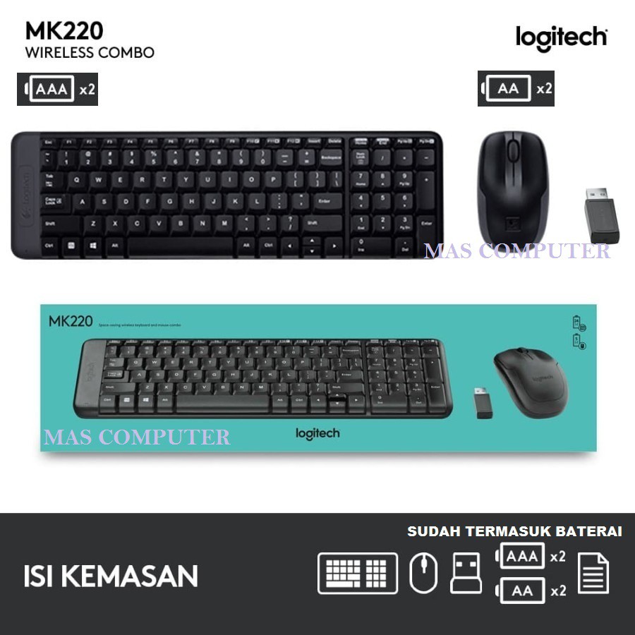 Logitech MK220 Keyboard + Mouse Wireless /  Keyboard Logitech MK220 Combo Wireless