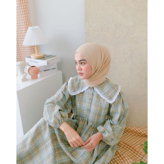 [ PO - KIRIM TGL 15 JUNI] Sabine Dress Plaid Olive by HaideeOrlin