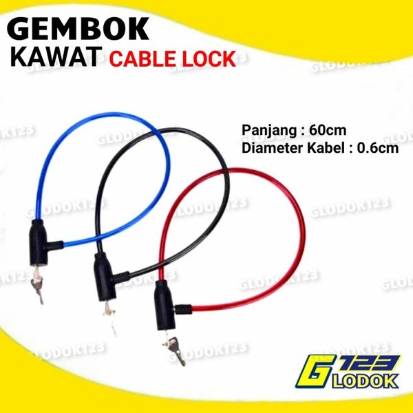 Gembok Kawat Kabel Kunci Pengaman Sepeda Motor Helm Cable Lock Wire