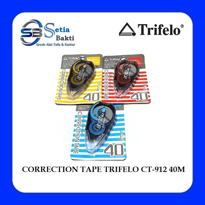 

TRIFELO Correction Tape CT 912 - Tip Ex Kertas 5 mm x 40 m - 1 Pcs