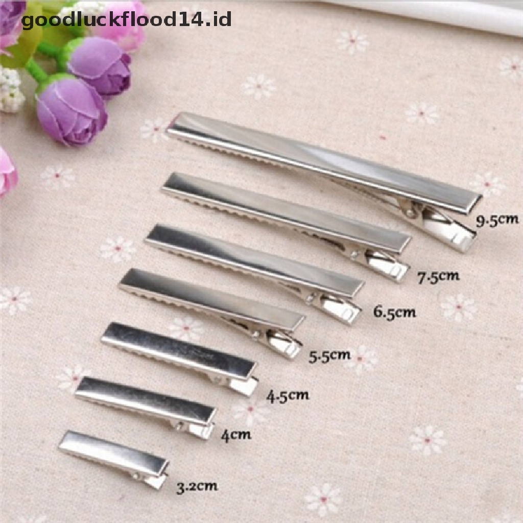 [OOID] 50PCS Fashion Silver Flat Metal Hair Clips Prong Flat Hair Clips Metal Hairpin ID