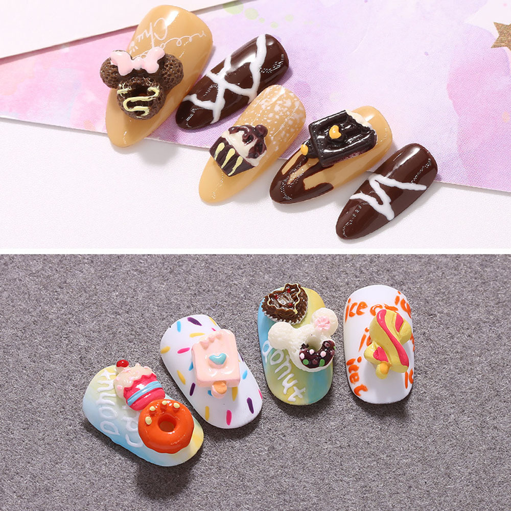 Mxbeauty Hiasan Kuku 3d Bentuk Es Krim / Kue / Donat Bahan Resin Model Jepang Untuk Nail Art