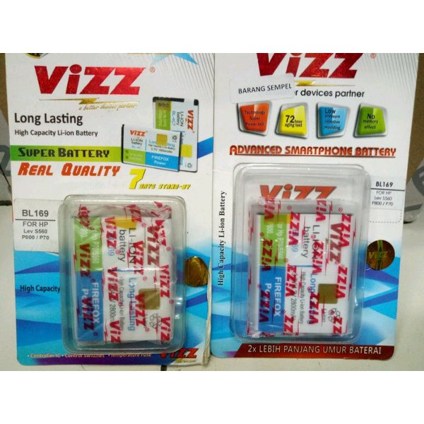 Baterai Batre Vizz Lenovo BL169 Lenovo S560 P70 P800 Double Power Ori