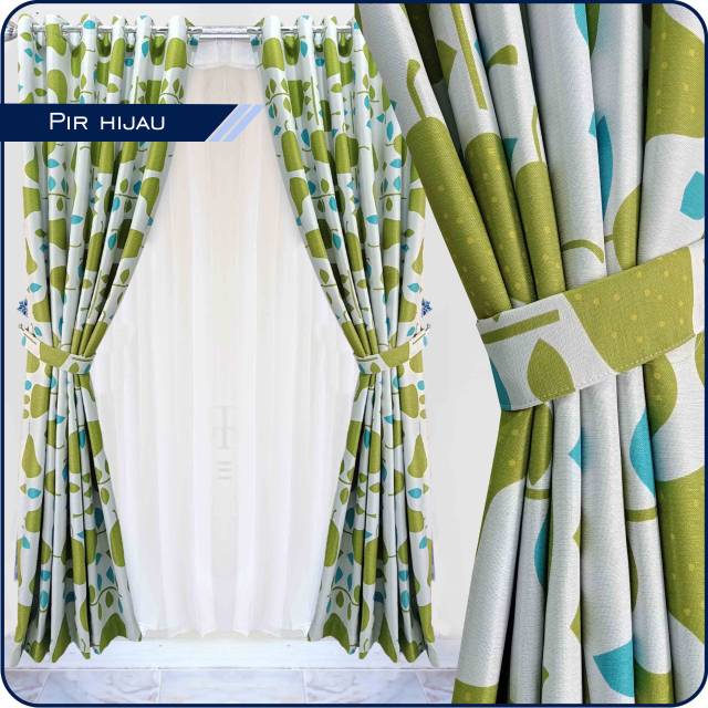 Gorden blazer blackout motif pir hijau / tirai hordeng smokring / dekorasi rumah minimalis modern