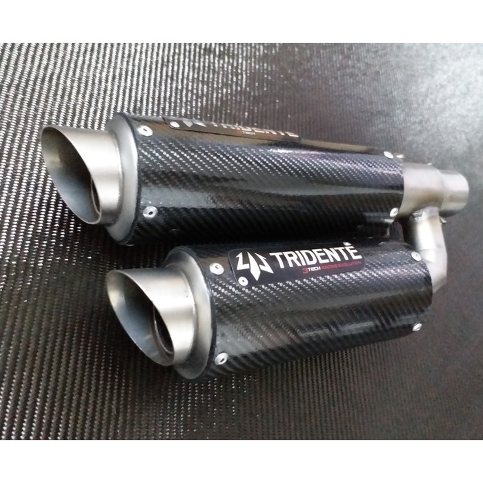 Tech27 Knalpot 3 Suara Tridente F22 Carbon 250cc 1 Cylinder Fullsystem