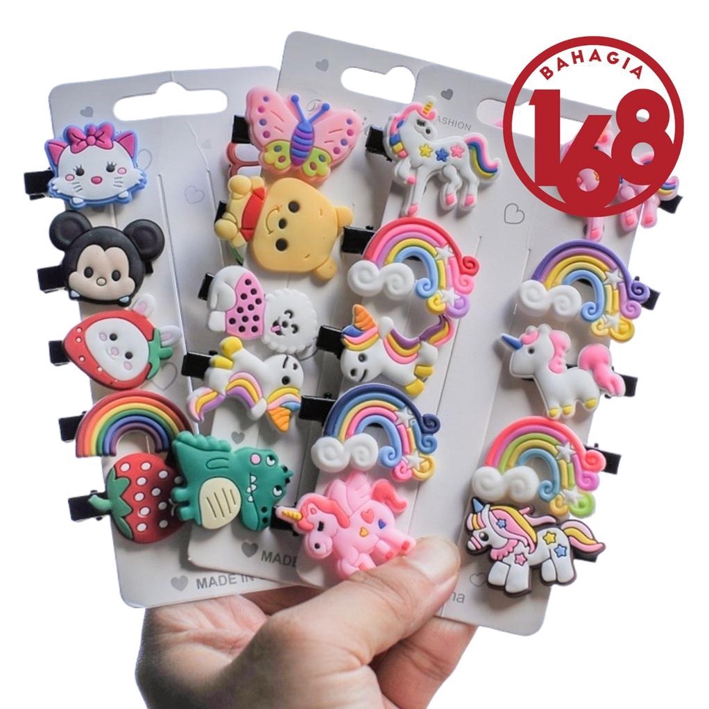 Jepit Rambut Motif Karakter Kartun Jedai Poni Jepitan Rambut Anak Character Hair Clip ( isi 10pcs )