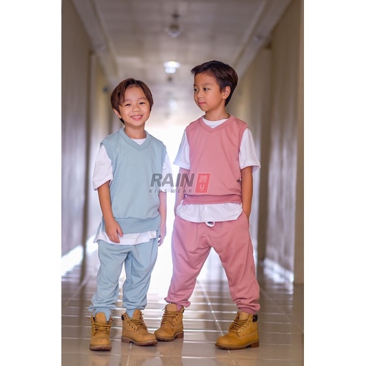 Rainkidswear Vester Set setelan anak jogger laki laki korea
