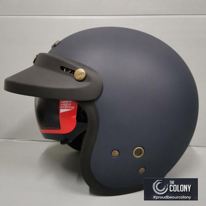 NJS NX 2 SOLID NAVY DOFF HELM RETRO HELM BOGO HELM CLASSIC FREE PET