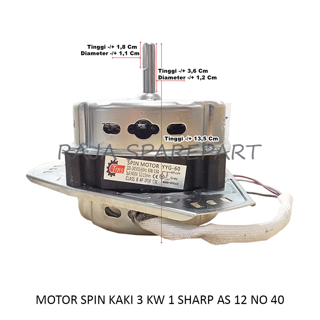 Motor Spin Mesin Cuci Kaki 3 Kw 1 Sharp As12 Merk TINS no 40