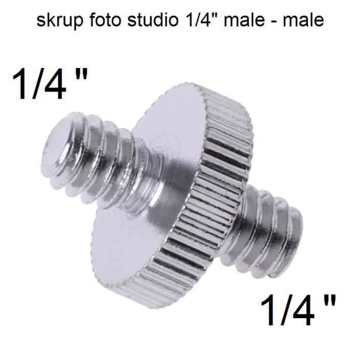 Skrup 1/4 to 1/4 male screw Adapter Thread Sekrup Kamera Foto Studio