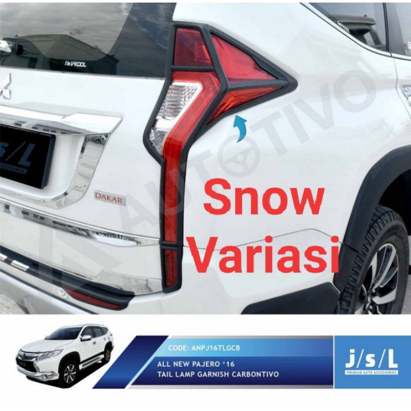 Paket Garnish Lampu Depan Belakang All New Pajero 2016 2018 Carbon Doff