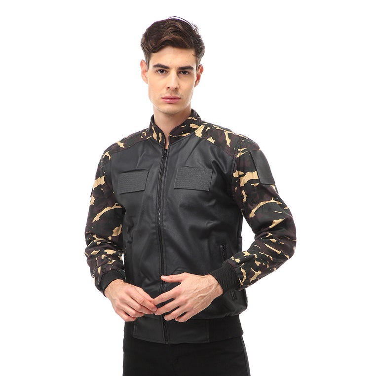 Hamlin Halbert Outerwear Jaket Bomber Kulit Pria Model Army Material Leather ORIGINAL - Black