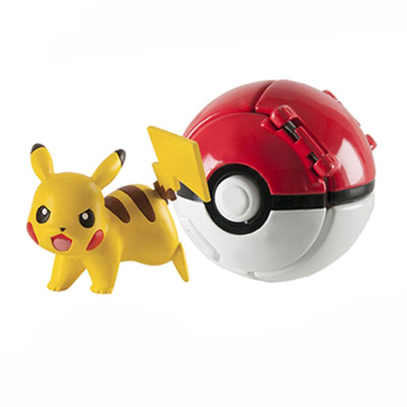 【Ready Stock】Pokemon Poke Ball Action Figure Model Toys Pikachu  Charmander Litten Rockruff Anime Figure
