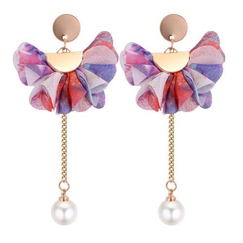 LRC Anting tusuk Fashion Round Shape Decorated Earrings