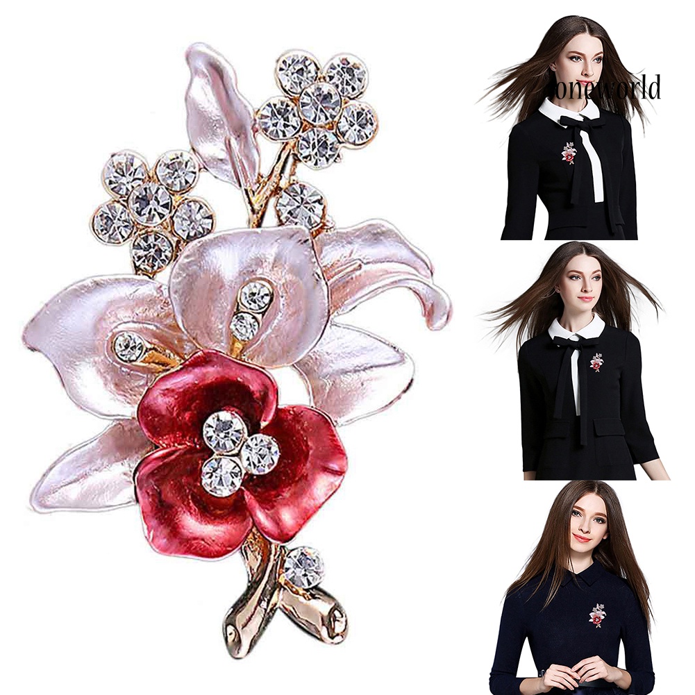 OW@ Shiny Rhinestones Flower Jewelry Women Girls Fashion Scarf Shawl Brooch Pin