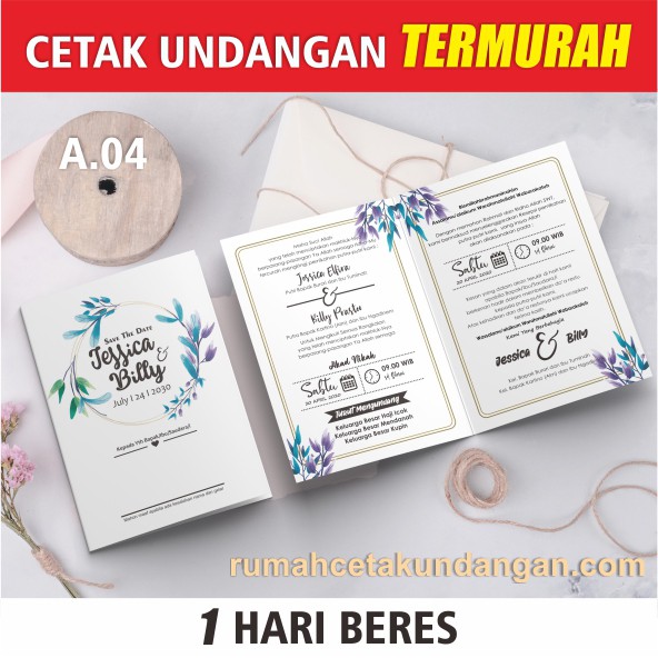 [A.04] CETAK UNDANGAN PERNIKAHAN MURAH, UNDANGAN CUSTOM, VINTAGE, RUSTIC, MODERN, ELEGANT, UNIK