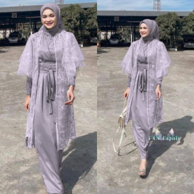 Violin Set Brokat Azalea Lucia Maxy Rayya Gamis Outer Setelan Kondangan Tile Kebaya Kimono Jumbo XXL Ld 120CM Lebaran Terbaru Dress Muslim 2 In 1 Bridesmaid