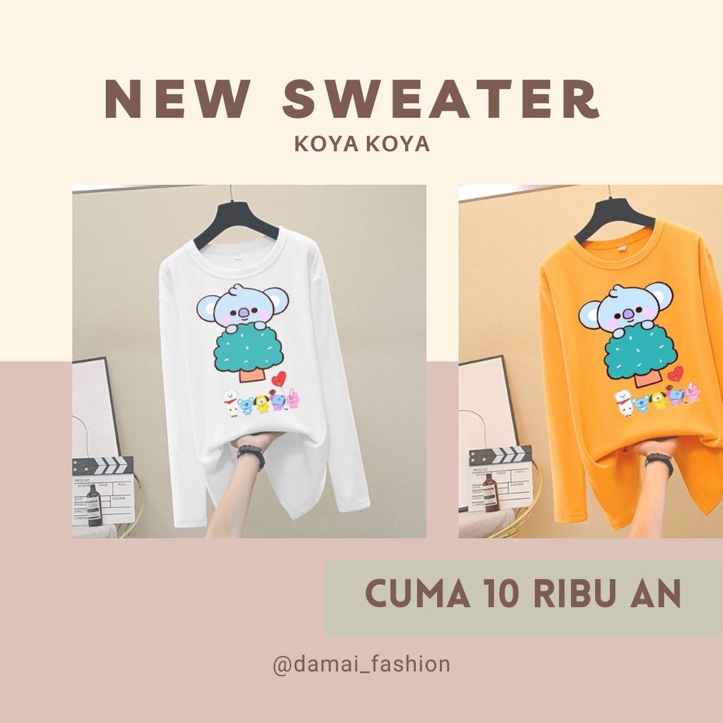 DAMAI fashion jakarta - baju atasan kaos lengan panjang wanita KOYA KOYA bts - konveksi murah