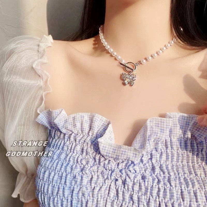 Kalung Mutiara Bentuk Hati Warna Putih Gaya Retro Korea Untuk Wanita