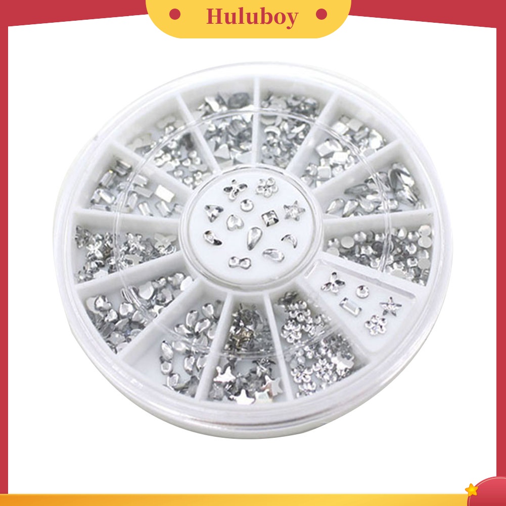 Huluboy Huluboy♡ Stiker Kuku Glitter Berlian Imitasi Bentuk Bintang Bunga Hati Untuk Manicure